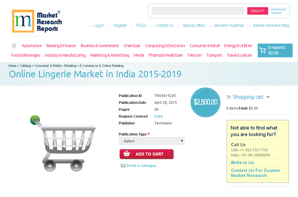 Online Lingerie Market in India 2015-2019'