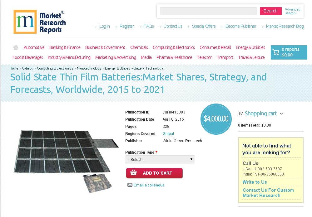 Solid State Thin Film Batteries: Market Shares, Strategy