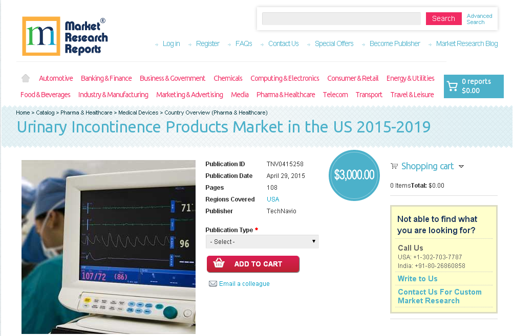 Urinary Incontinence Products Market in the US 2015-2019