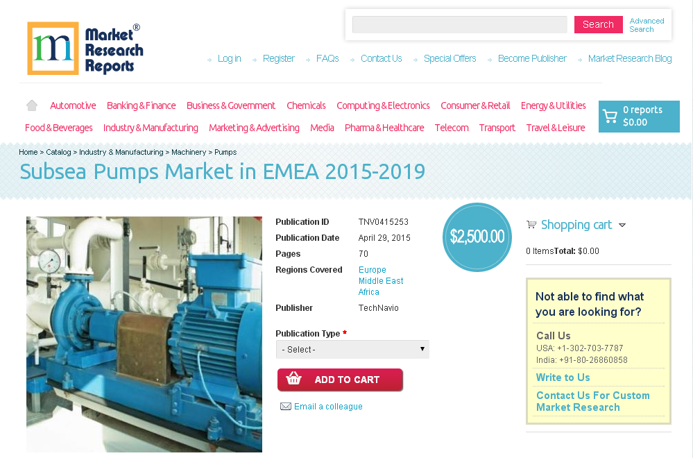 Subsea Pumps Market in EMEA 2015-2019'
