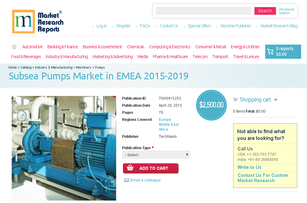 Subsea Pumps Market in EMEA 2015-2019