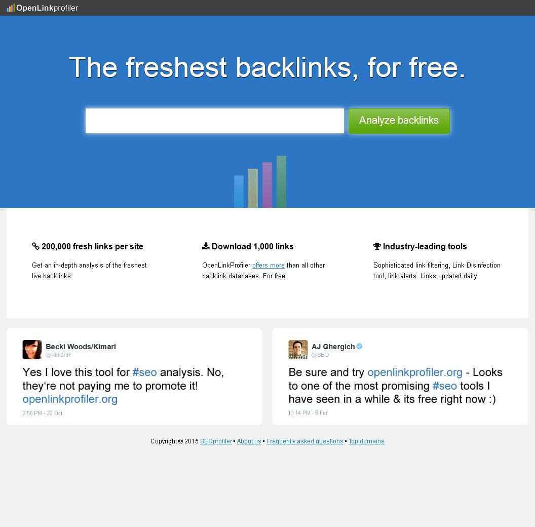 OpenLinkProfiler.org main page