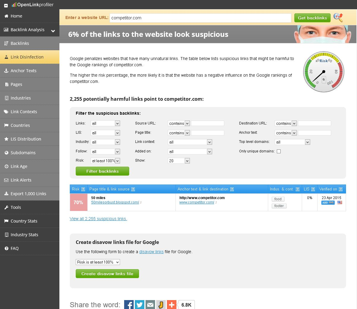 OpenLinkProfiler.org also helps to remove bad links