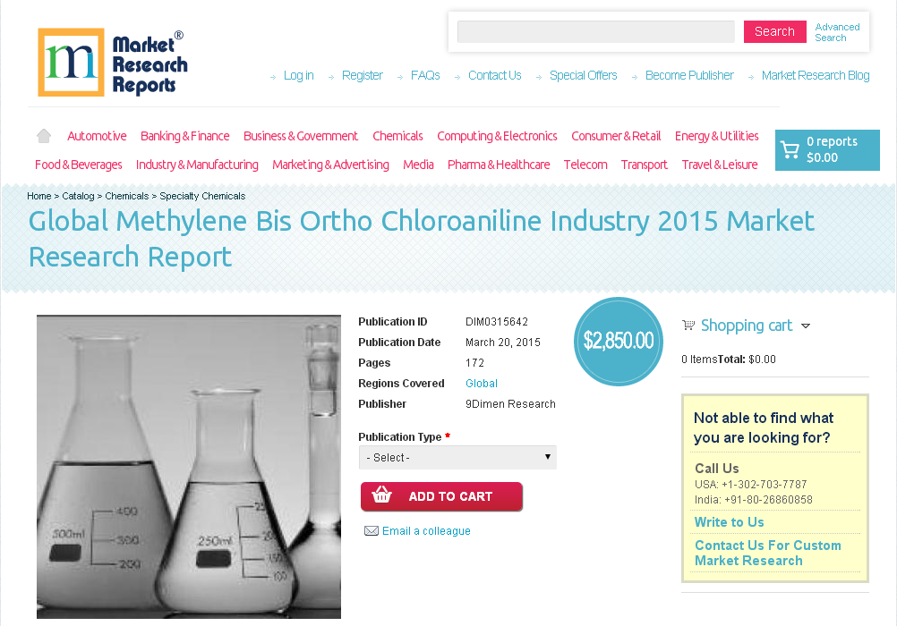 Global Methylene Bis Ortho Chloroaniline Industry 2015