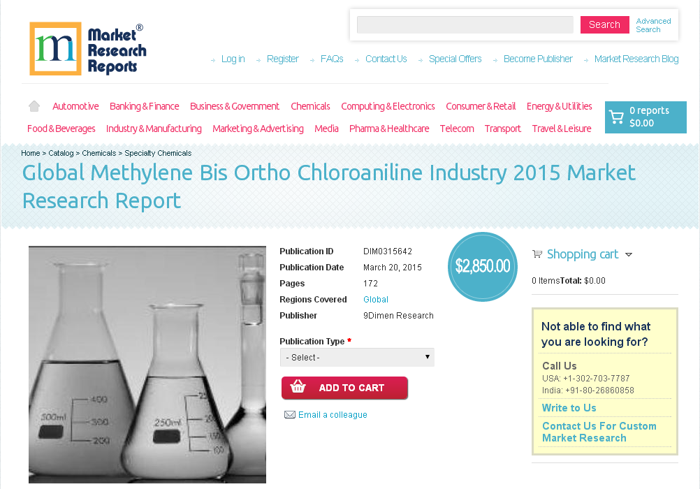 Global Methylene Bis Ortho Chloroaniline Industry 2015'