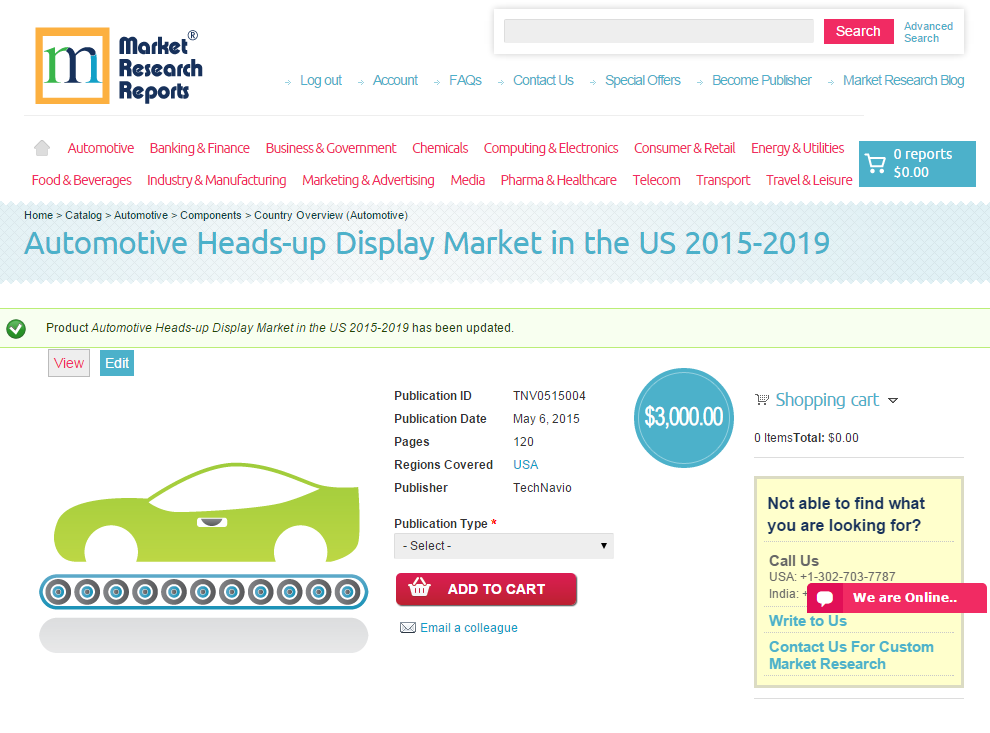 Automotive Heads-up Display Market in the US 2015-2019