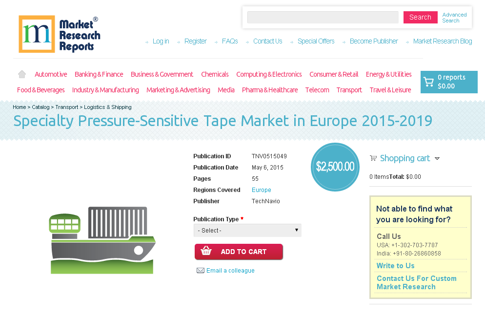 Specialty Pressure-Sensitive Tape Market in Europe 2015-2019