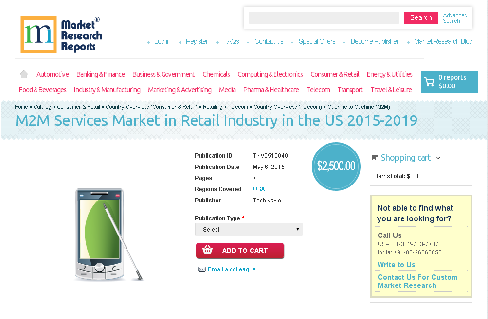 M2M Services Market in Retail Industry in the US 2015-2019