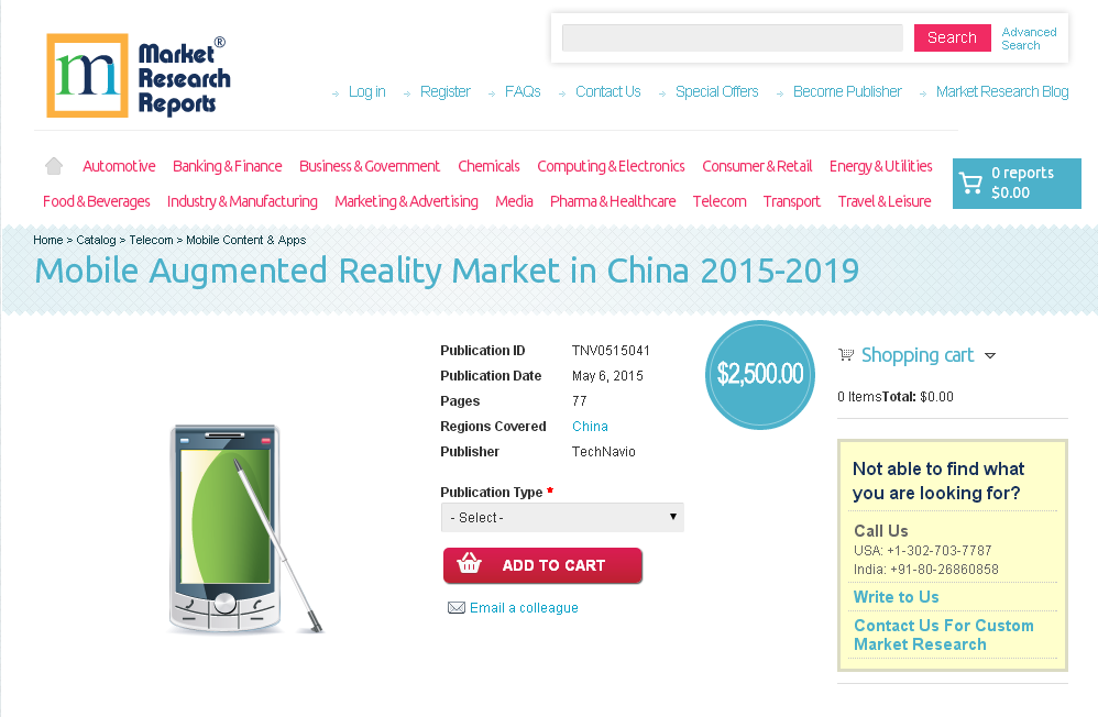 Mobile Augmented Reality Market in China 2015-2019