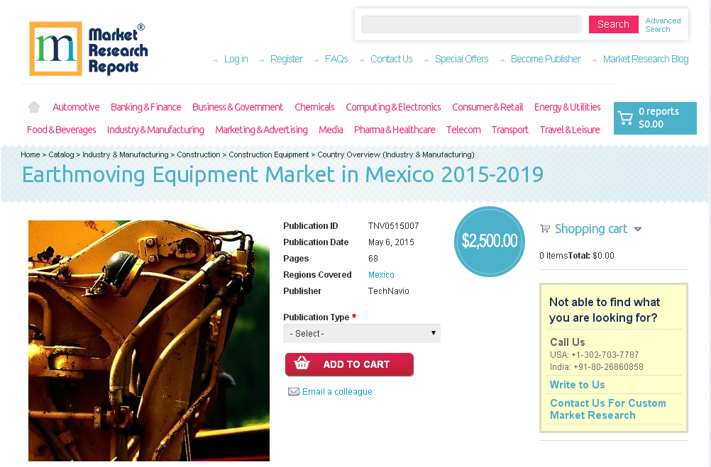 Earthmoving Equipment Market in Mexico 2015-2019'