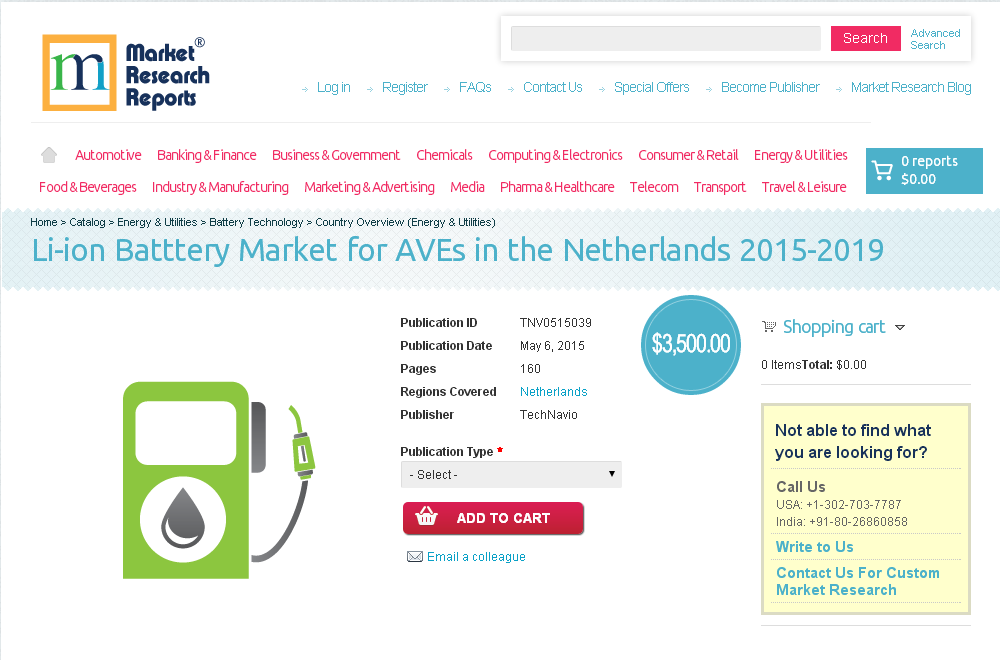 Li-ion Batttery Market for AVEs in the Netherlands 2015-2019'