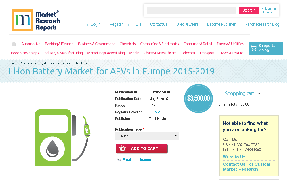 Li-ion Battery Market for AEVs in Europe 2015-2019'