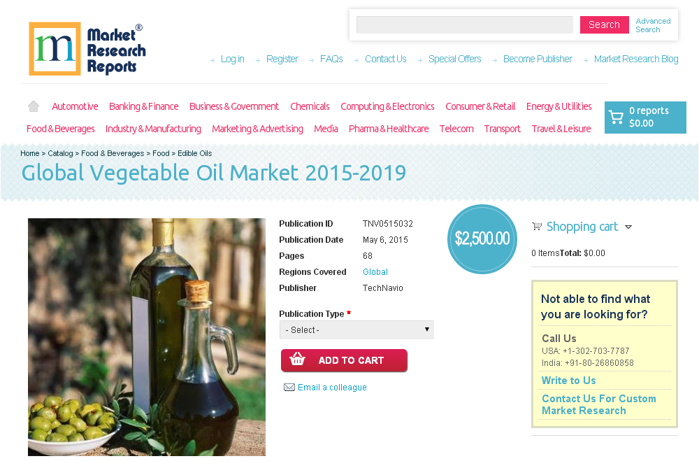 Global Vegetable Oil Market 2015-2019