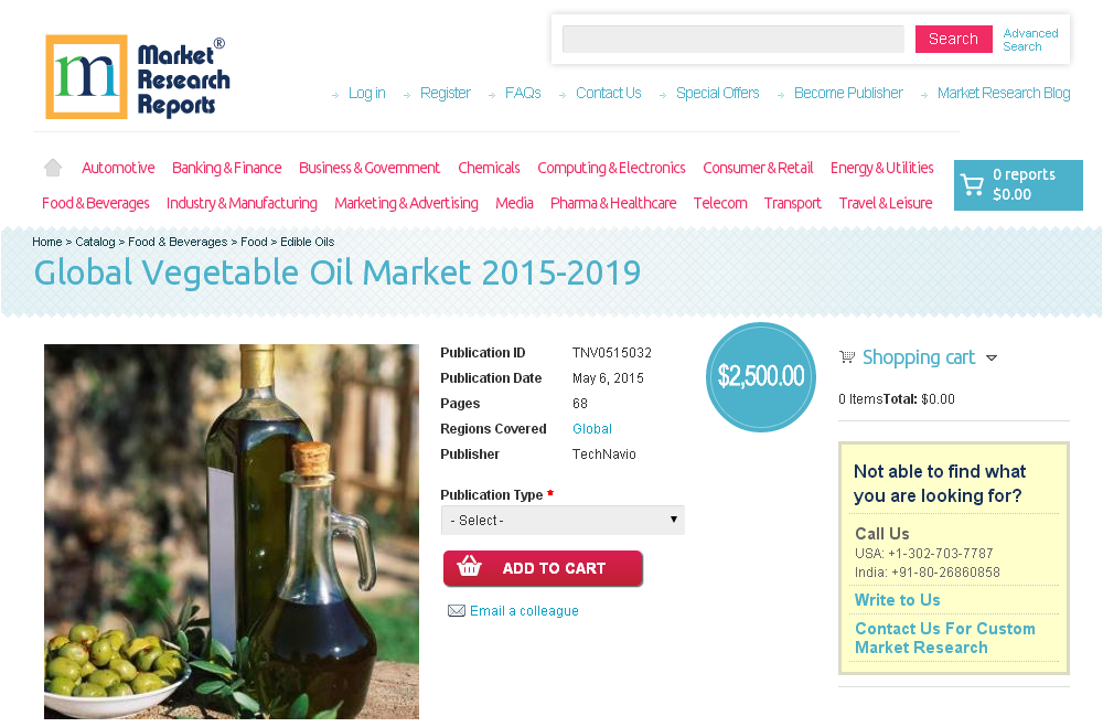 Global Vegetable Oil Market 2015-2019'