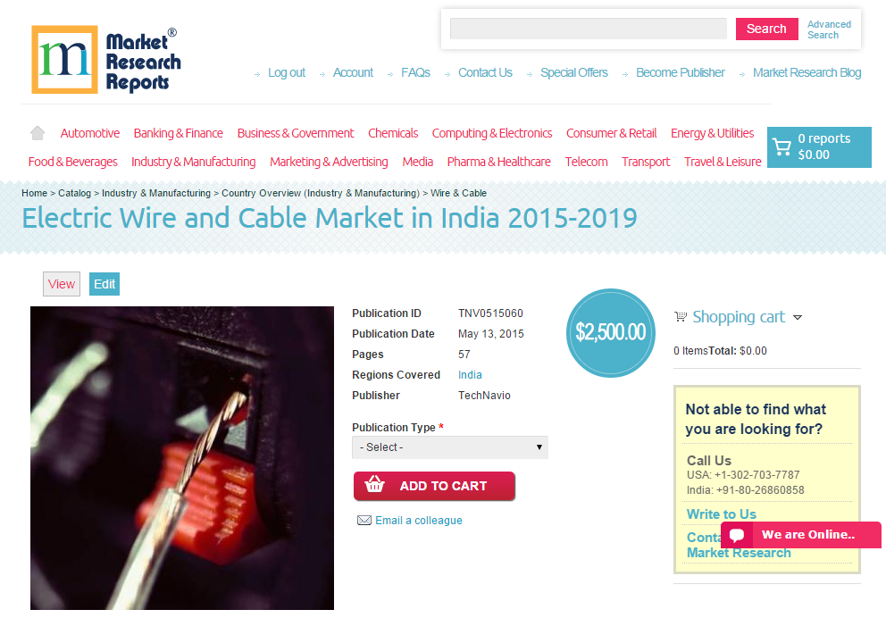 Electric Wire and Cable Market in India 2015 - 2019