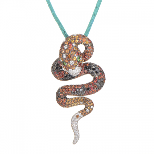 the Italian Collection 18K White Gold Gemstone Serpent Penda'