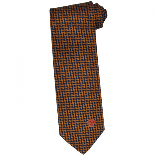brown herringbone patterned 100% Italian Silk Neck Tie by Ve'