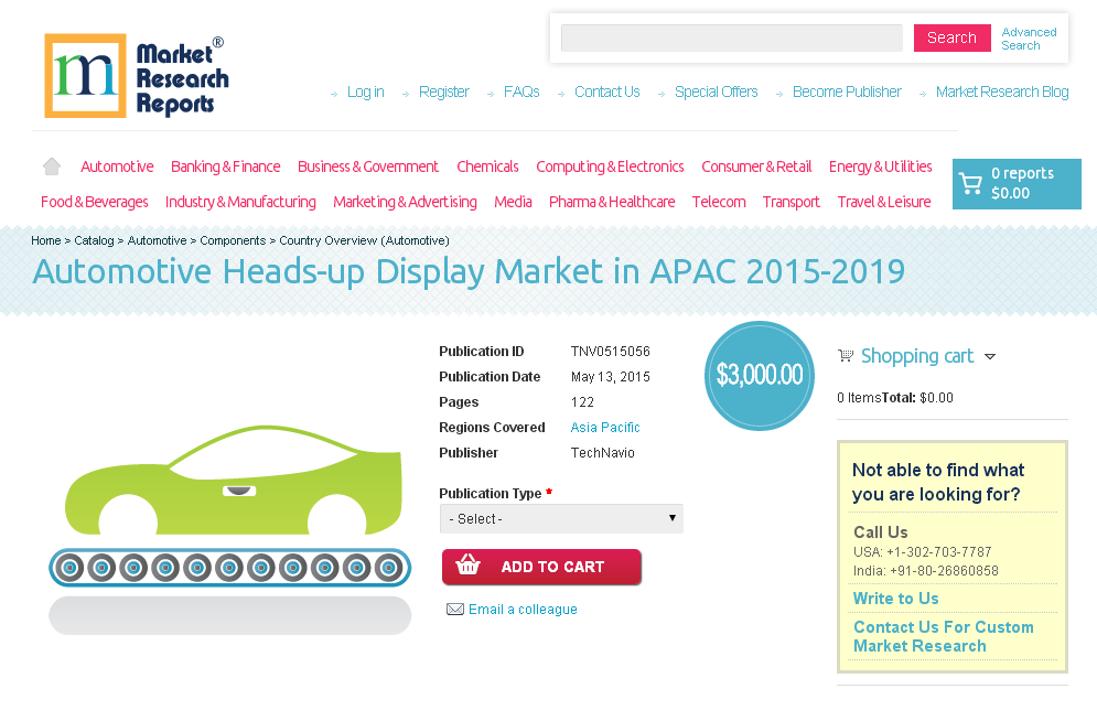 Automotive Heads-up Display Market in APAC 2015-2019'