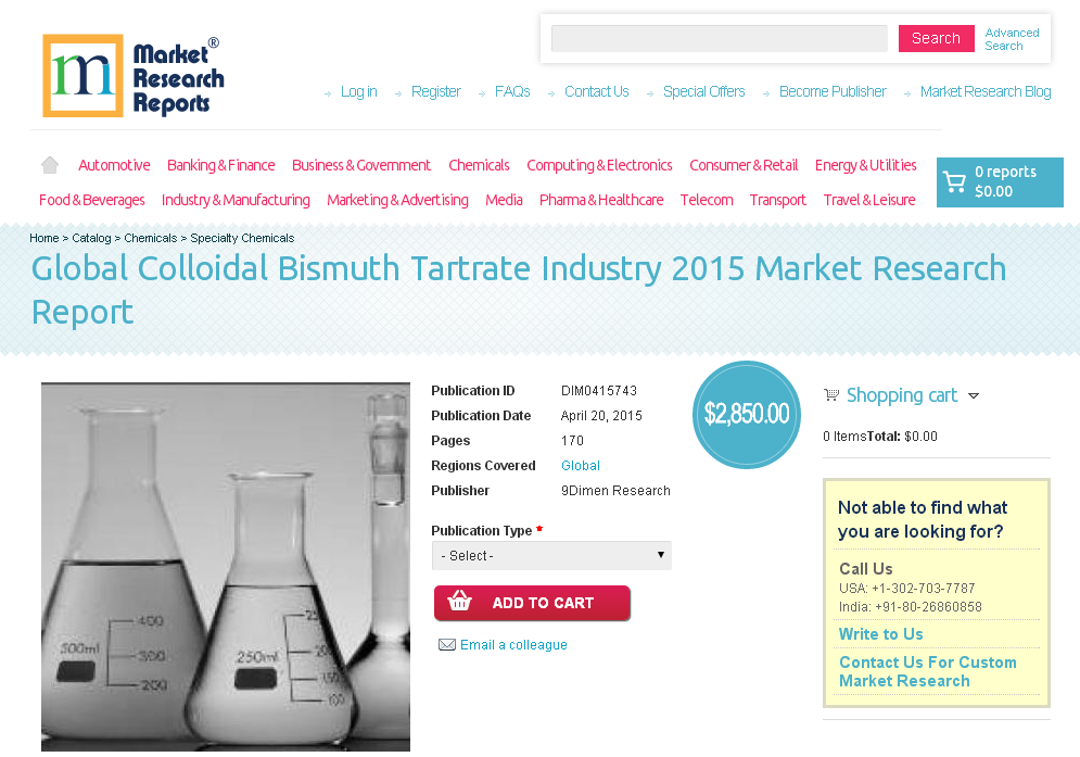 Global Colloidal Bismuth Tartrate Industry 2015