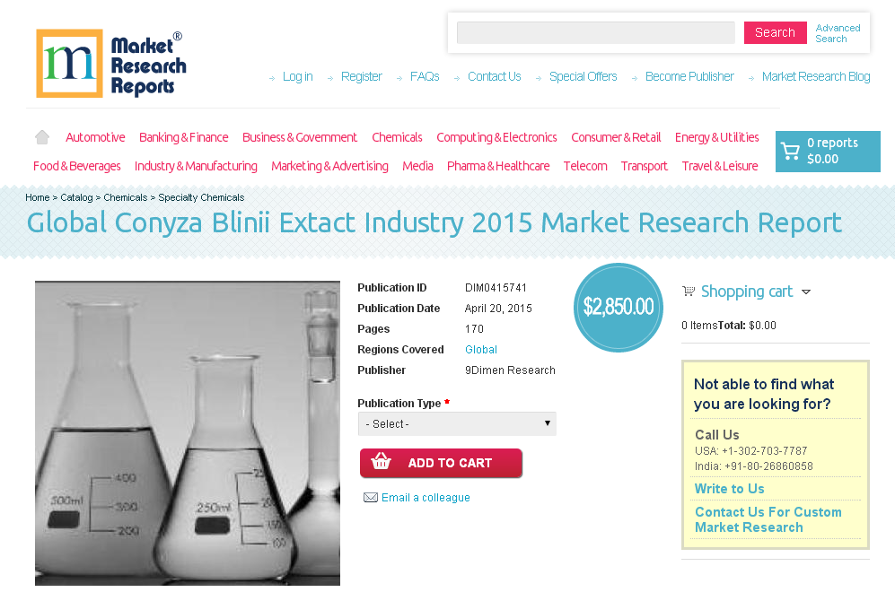 Global Conyza Blinii Extact Industry 2015