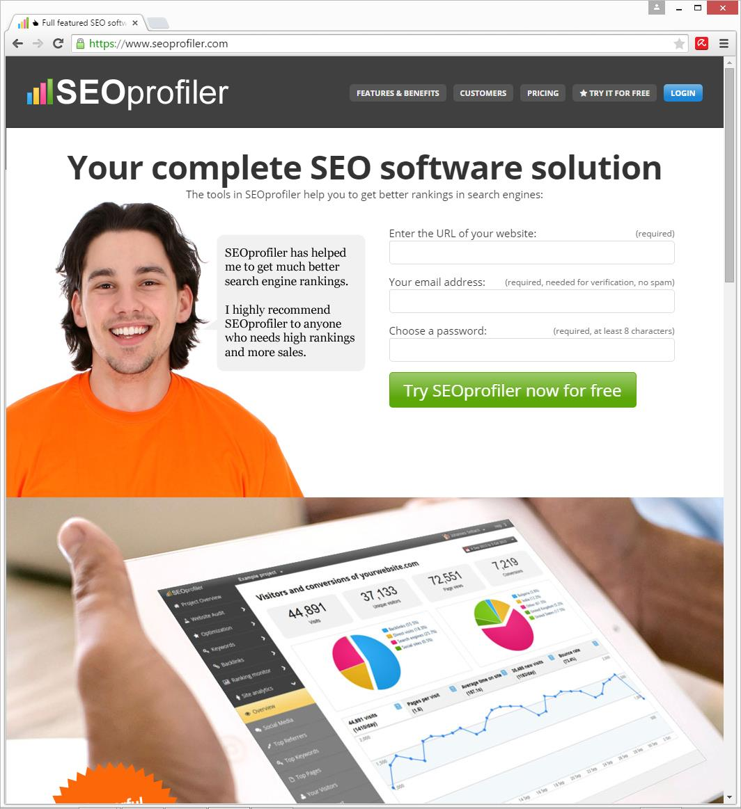 SEOprofiler home page