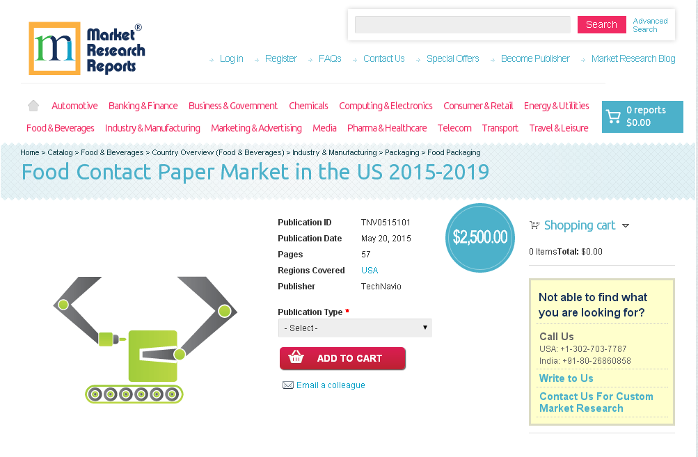 Food Contact Paper Market in the US 2015-2019'