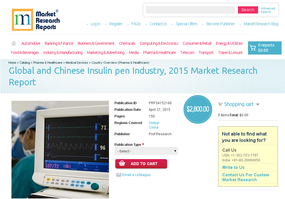 Global and Chinese Insulin pen Industry, 2015