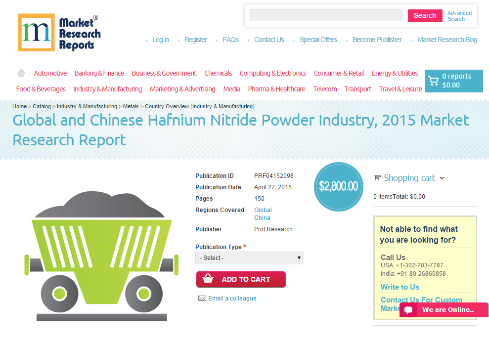 Global and Chinese Hafnium Nitride Powder Industry, 2015