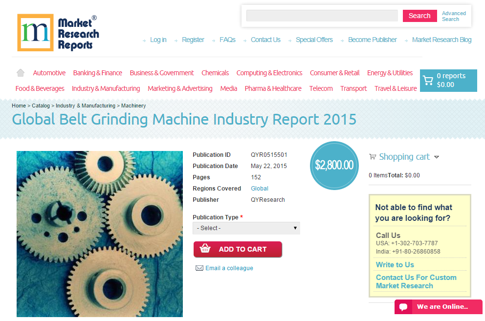 Global Belt Grinding Machine Industry Report 2015