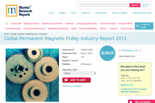 Global Permanent Magnetic Pulley Industry Report 2015'
