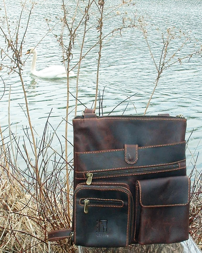 Veg. tanned leather Messenger bags by Ben Katz'