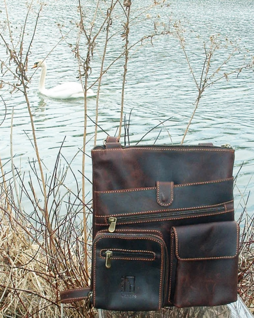 Veg. tanned leather Messenger bags by Ben Katz'
