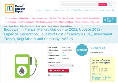 Biopower in France, Market Outlook to 2025, Update 2015'