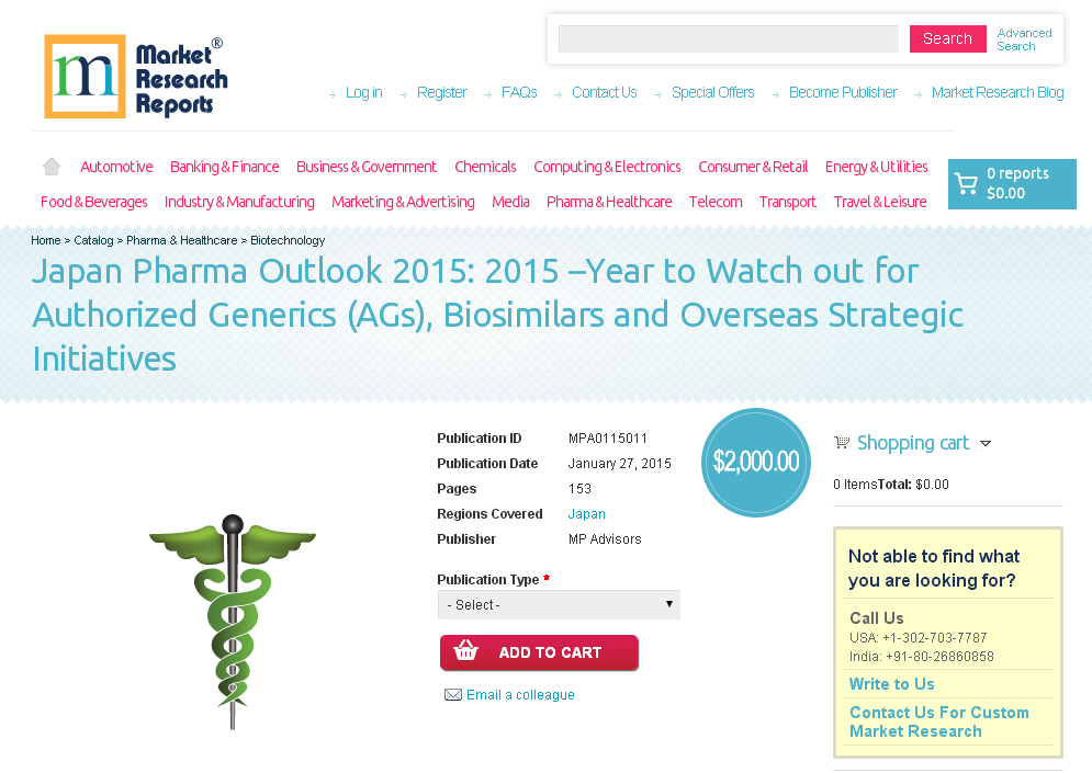 Japan Pharma Outlook 2015'