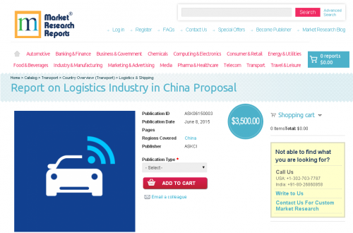 Report on Logistics Industry in China Proposal'