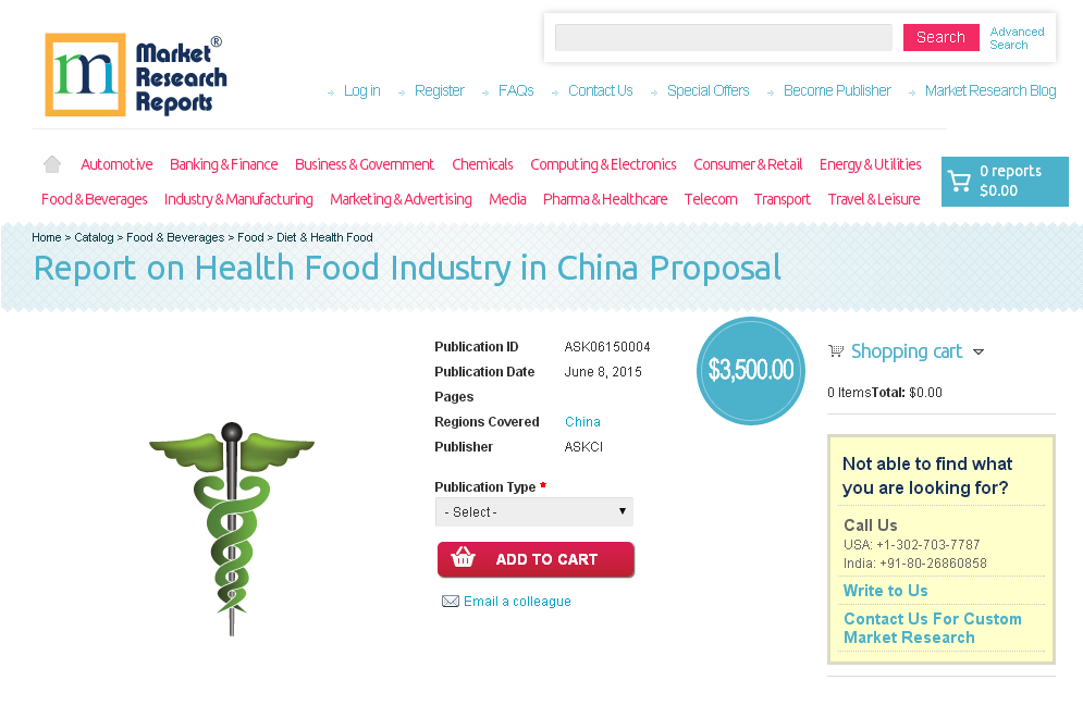 Report on Health Food Industry in China Proposal'