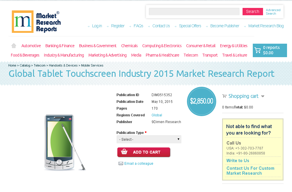 Global Tablet Touchscreen Industry 2015'