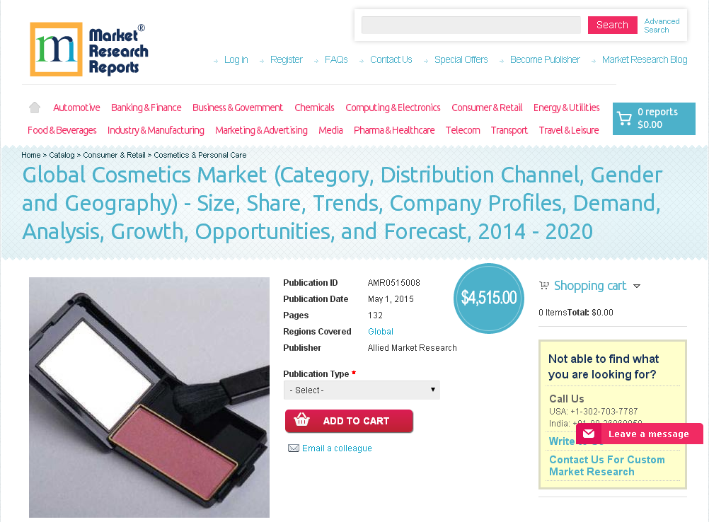 Global Cosmetics Market'