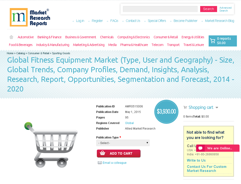 Global Fitness Equipment Market (Type, User and Geography)'