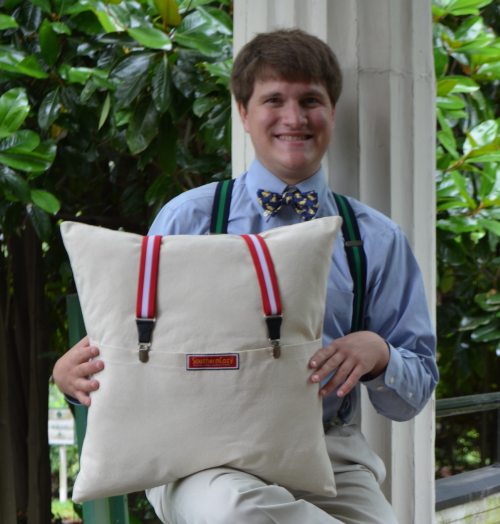 Chris Steiner and SouthernCozy Suspender Pillow'