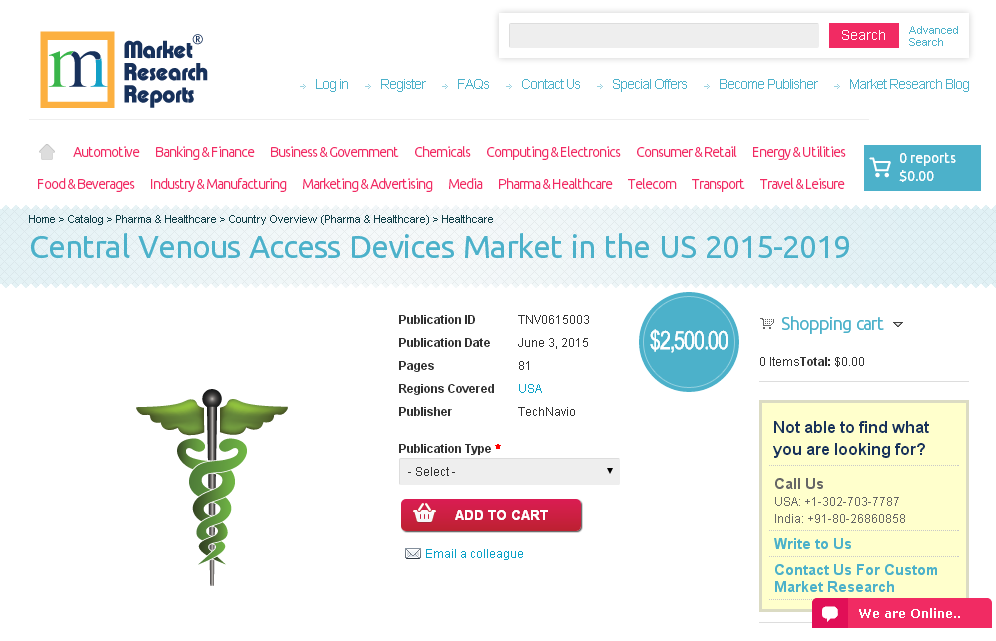 Central Venous Access Devices Market in the US 2015-2019