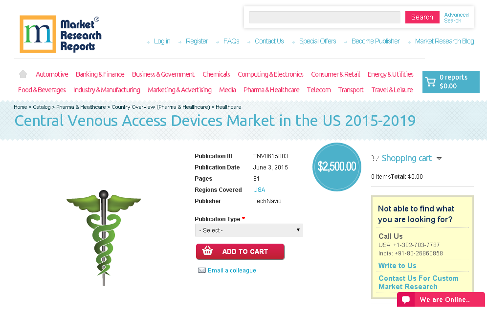 Central Venous Access Devices Market in the US 2015-2019'