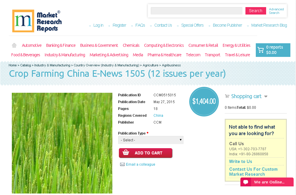 Crop Farming China E-News 1505 (12 issues per year)'