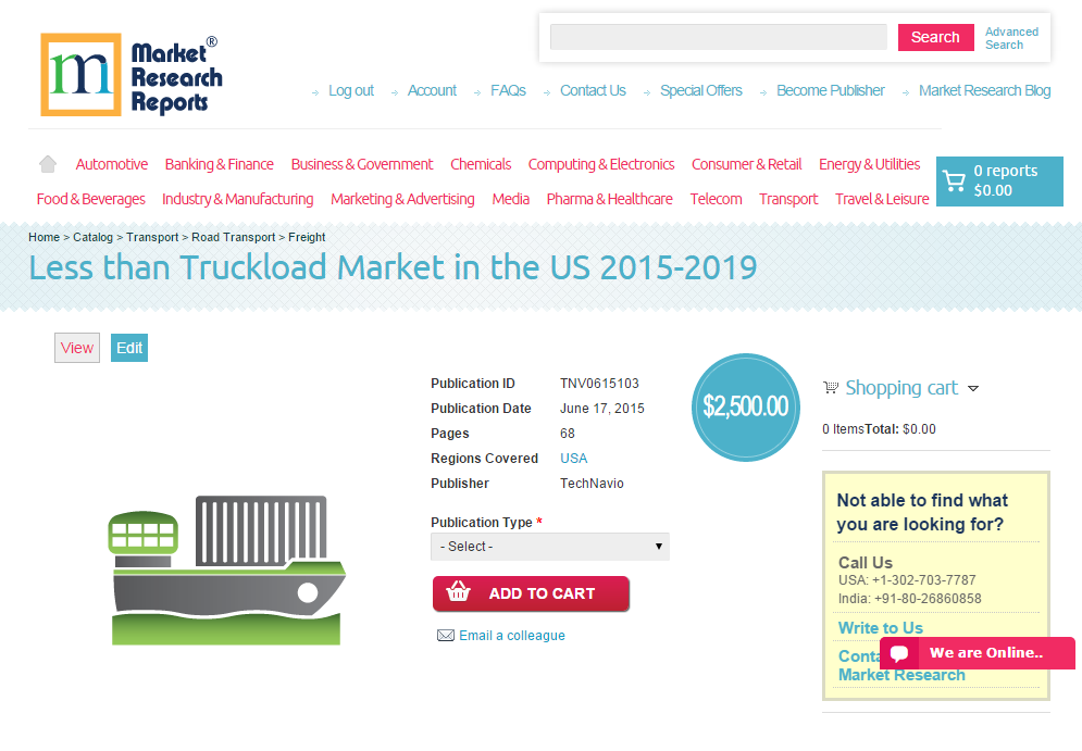 Less than Truckload Market in the US 2015 - 2019'