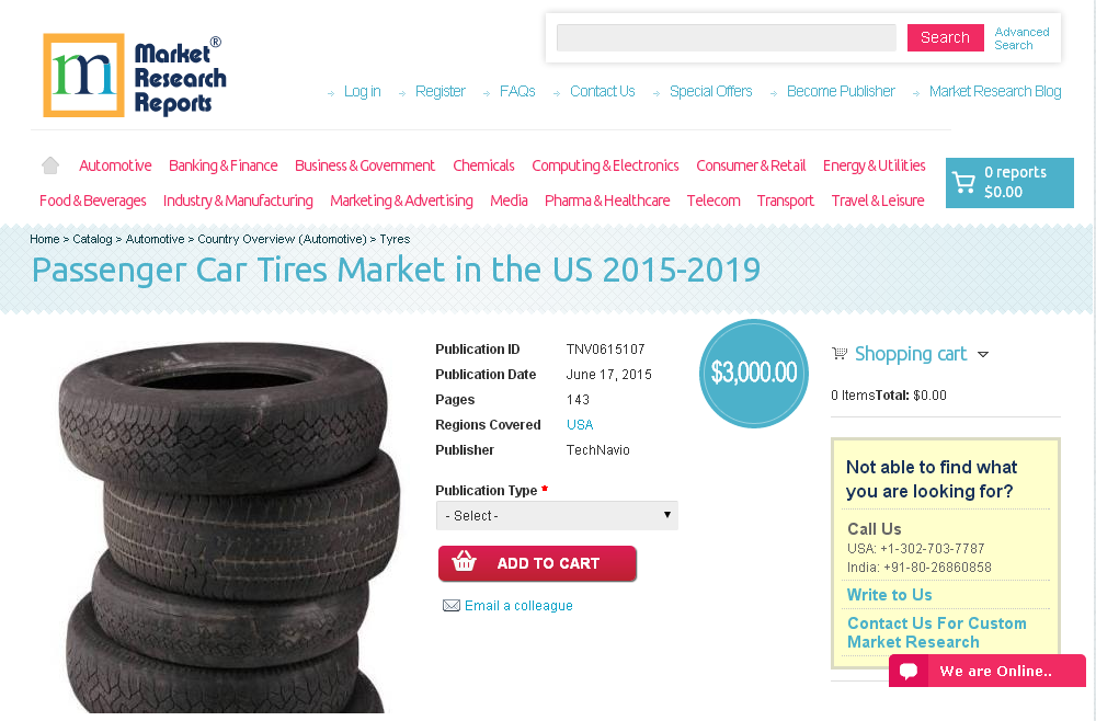 Passenger Car Tires Market in the US 2015-2019'