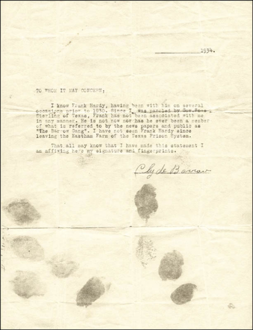 Clyde Barrow - Typed Letter Signed 1934'