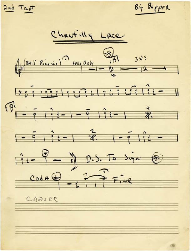 J. P. Big Bopper Richardson - Musical Manuscript Signed