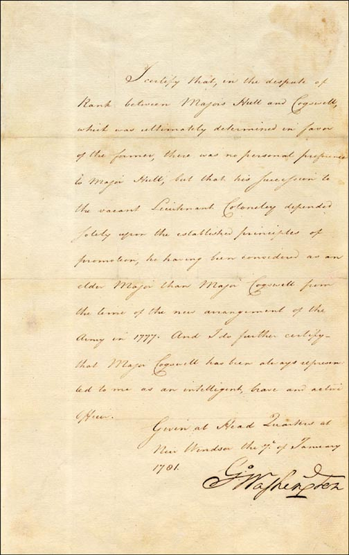 President George Washington - Manuscript Signed 01/07/1781