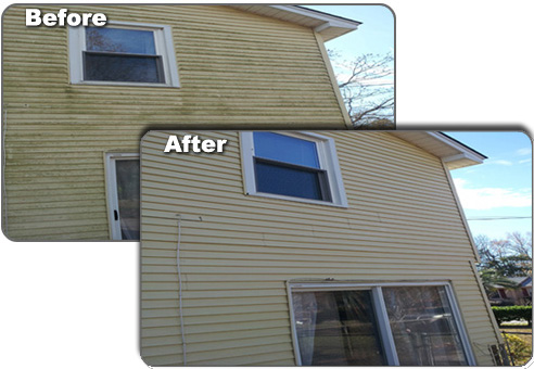 House - Before & After Pressure Washing