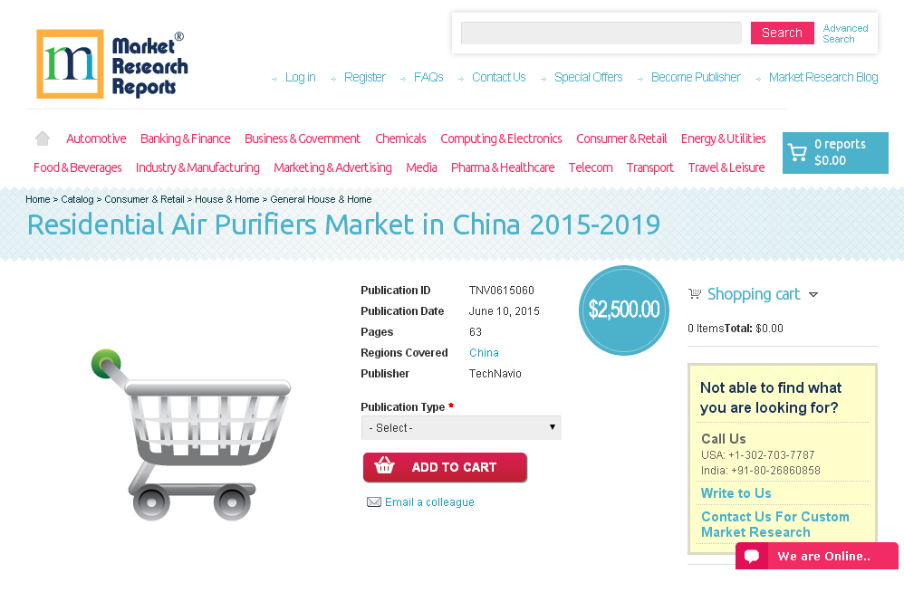 Residential Air Purifiers Market in China 2015-2019'